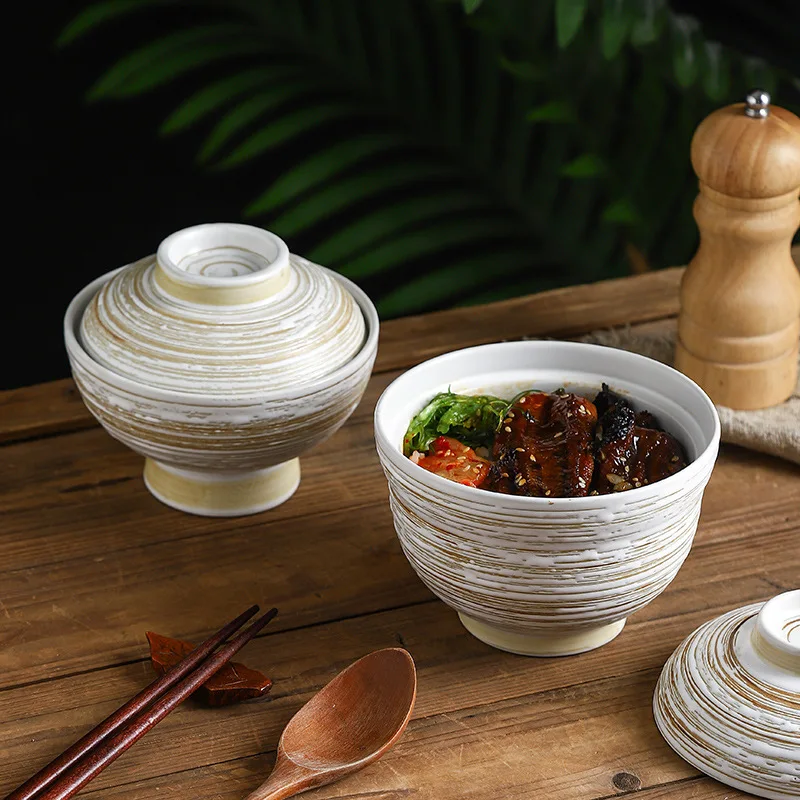 

Japanese Hand-painted Ceramic Stew Pot with Lid Bowl Creative Thick Soup Bowl Snack Bowls Restaurant Specialty Tableware