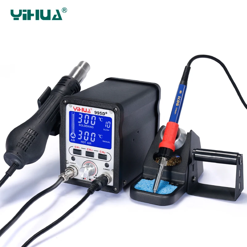 YIHUA 995D+SMD Soldering Station with Pluggable Hot Air Gun Soldering Iron BGA Rework Station Phone Repair Welding Station 3.5KG