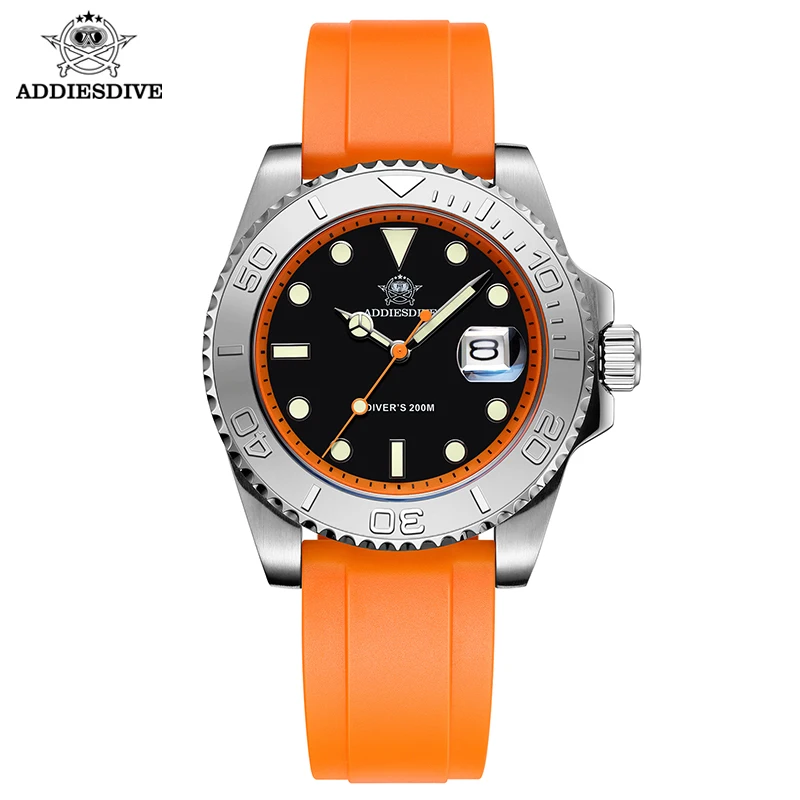 ADDIESDIVE AD2040 Hot Selling Watch Mens Quartz Watch Calendar Display Luminous 200m Diver Silicone Watches for Men Reloj Hombre