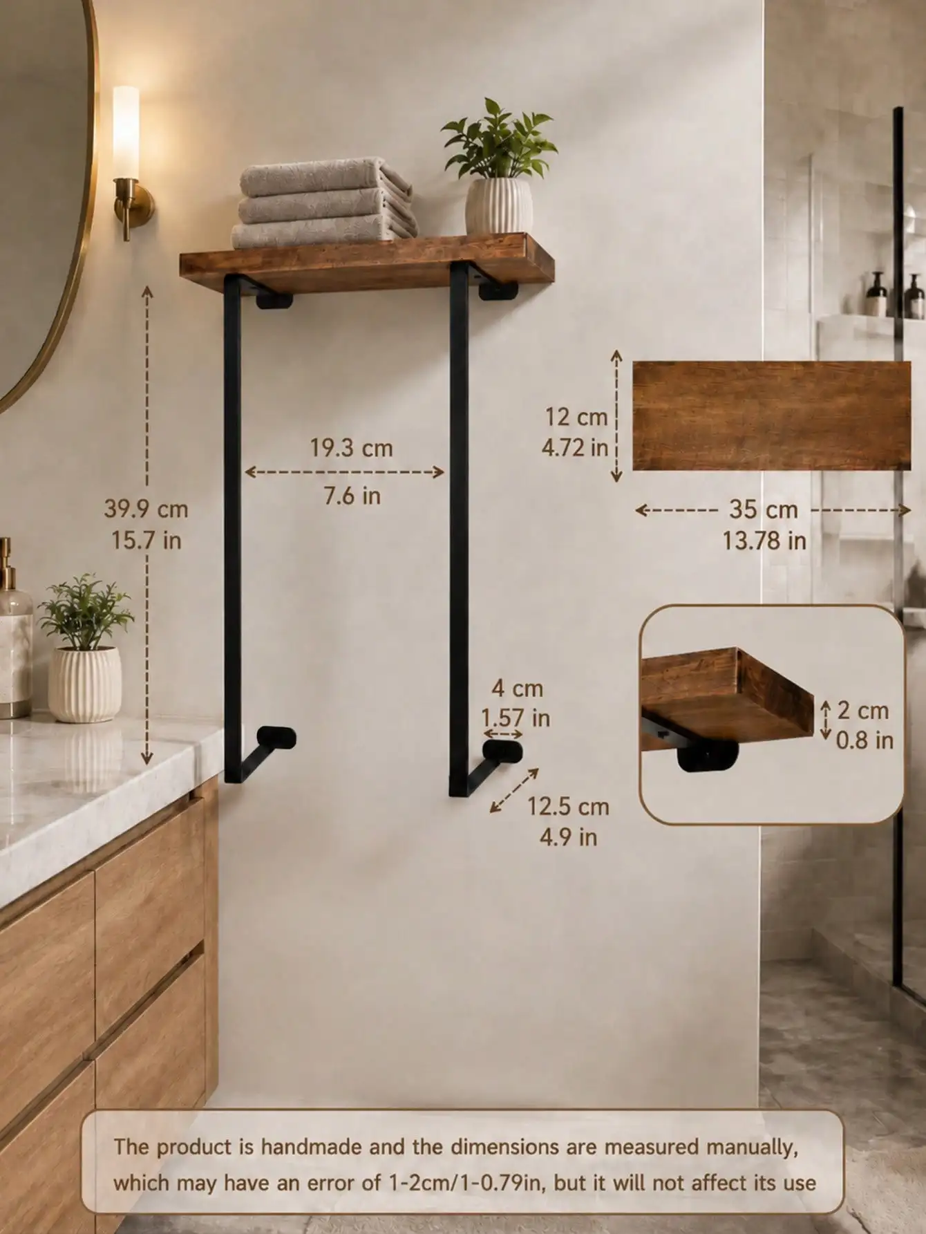 1pc Vintage Style Towel Rack, Wall-Mounted Bathroom Towel Storage Rack, Wall-Mounted Towel Rack, Bathroom Storage Rack, Suitable For Towels, Towels, Green Plants, Aromatherapy, Toiletries Storage, Bathroom, Kitchen, Living Room, Home Decor