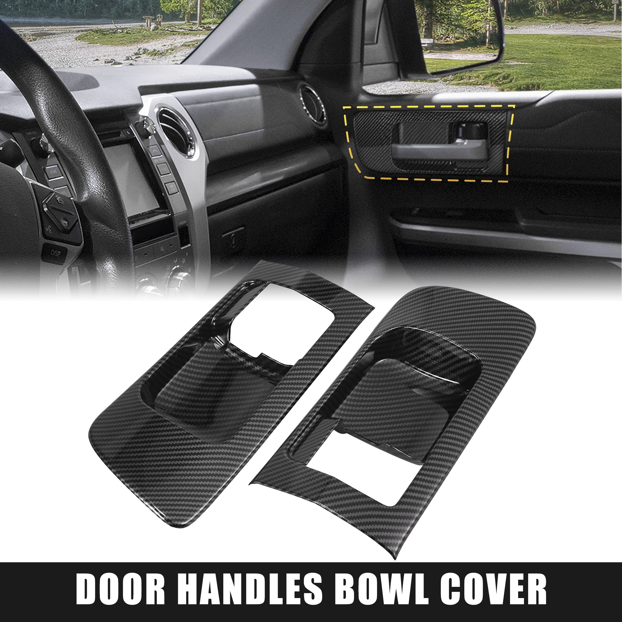 

Uxcell Pair Front Side Door Handles Bowl Interior Decoration Cover Trim for Toyota Tundra Crewmax Double Cab 2014-2021