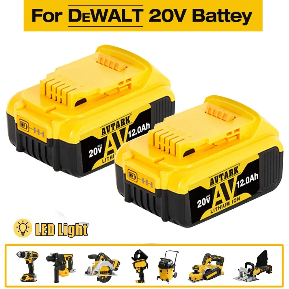 Imagem -03 - Bateria Compatível com Ferramentas Elétricas Dewalt 18v 12ah Recarregável Ferramenta Elétrica Baterias de Lítio Dcb200 20v