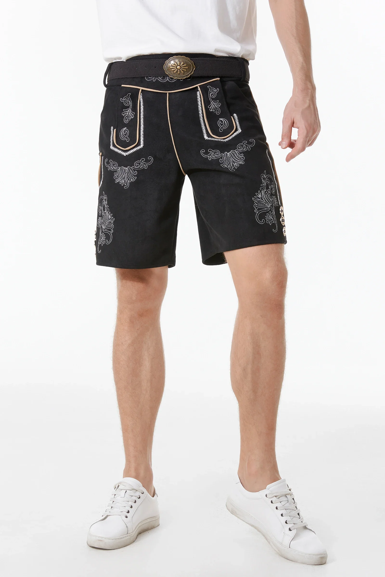 Allemagne Oktoberfest Costume Lederhosen pour hommes Festival de la bière bavarois mâle défilé pantalon taverne serveur Cosplay tenue fête