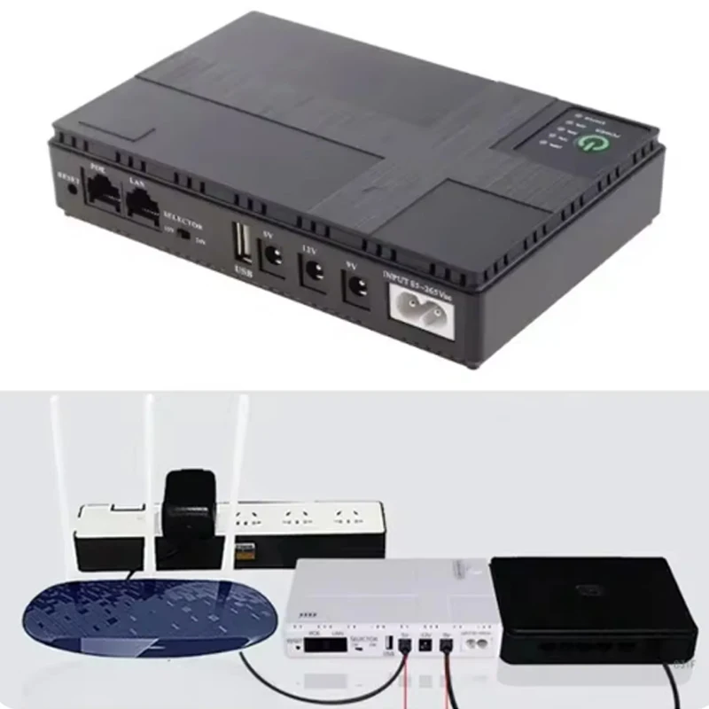 AC85-265V DC1018P Router 5V9V12V Optical Cat Monitor Backup Uninterruptible 8800/10400Mah Power Supply Charger Cell Phone DC UPS