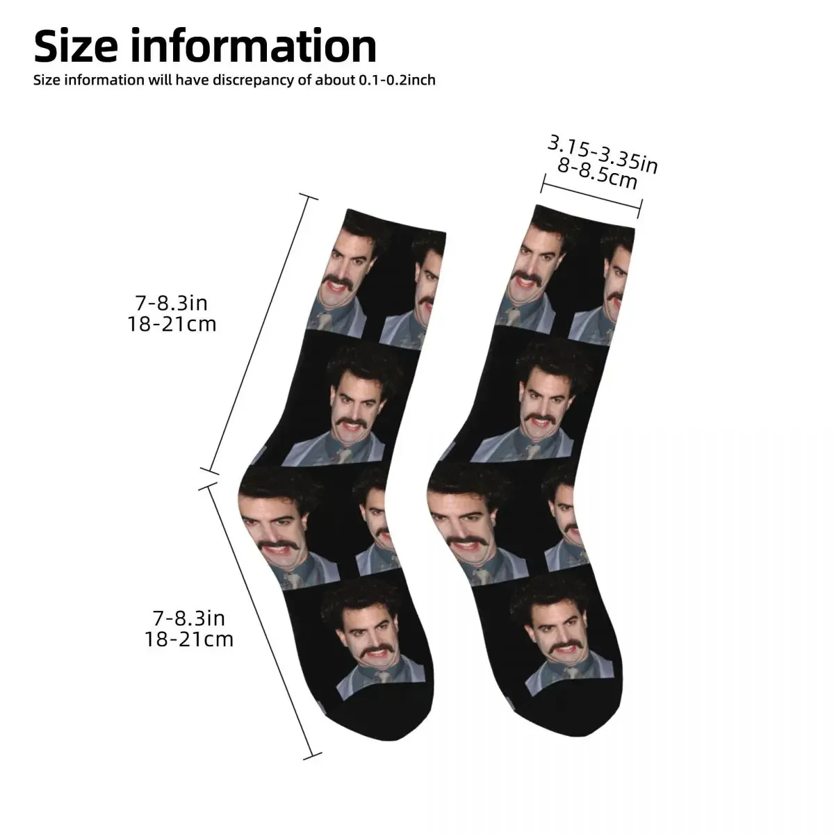 Calcetines largos de Borat para fanáticos de la música, medias Súper suaves Harajuku, accesorios para todas las estaciones, regalos para hombres y mujeres