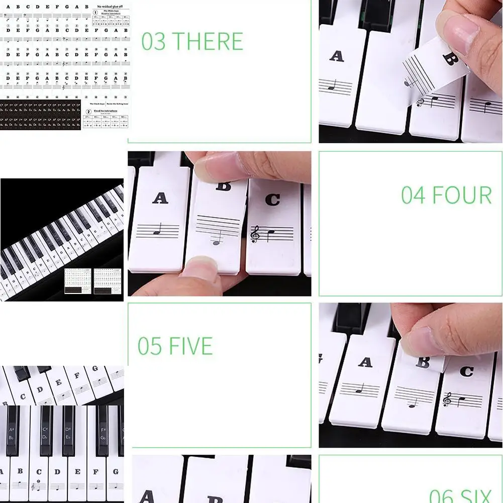 Transparent Piano Keyboard Sticker 88 Keys Electronic Keyboard Piano Sticker Black Dropship