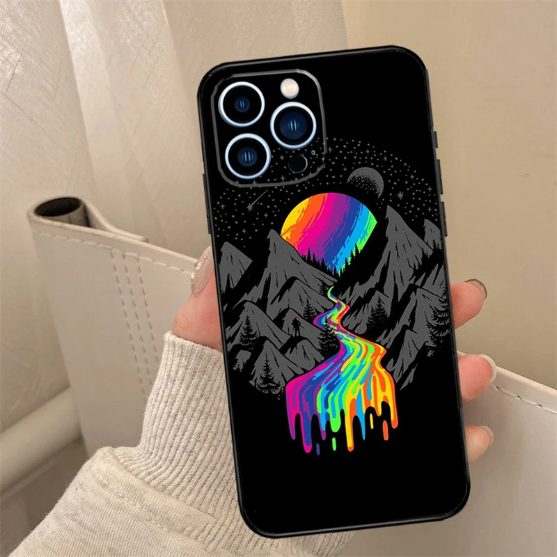 Custodia per telefono Cosmic River per iPhone 16 14 13 12 11 15 Pro Max 13 12 mini XR 15 16 Plus 16e Cover Coque