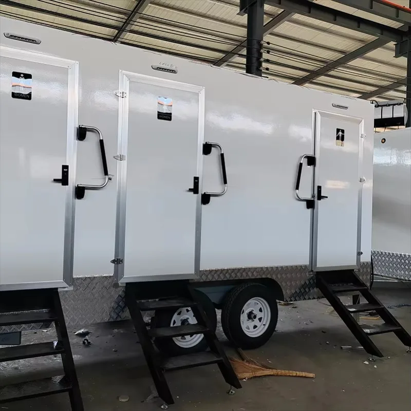 Customized Outdoor Portable Toilet Shower Room Trailer Braking System 1 Year Warranty Made Sandwich Panel Portable Toilet