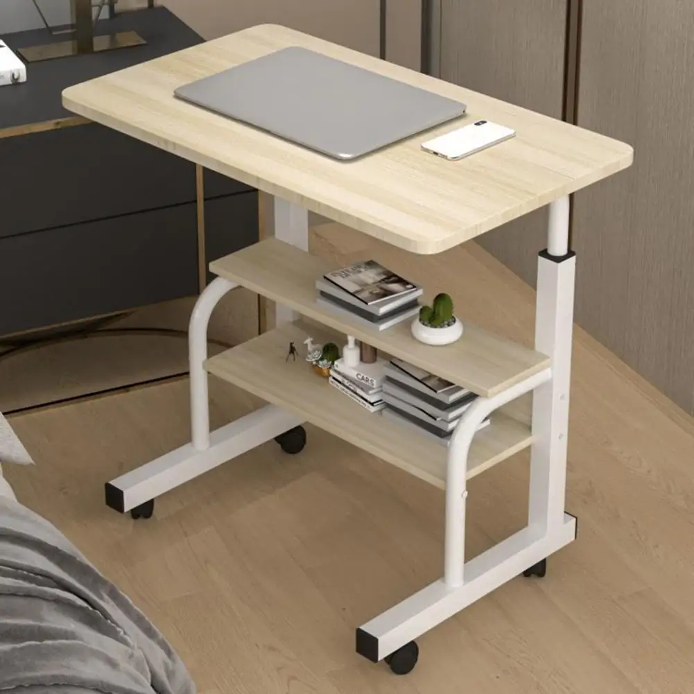 Computer Desk Height Adjustable Sturdy Construction Spacious Desktop with Casters Easy Movement Laptop Desk Table Office Mobilit