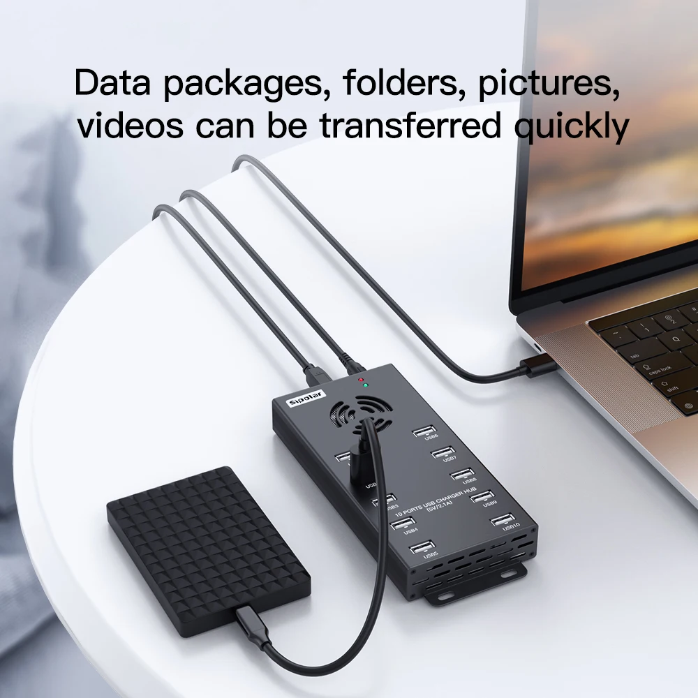 A-400 10 in 1 Docking Station Chargers Adapters 120W Switch 10 Port USB 2.0 Hub Phone Charging Station