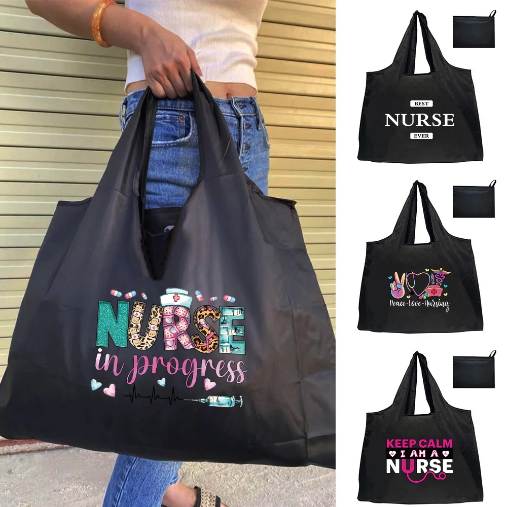 

Shopping Bag Tote Folding Pouch Handbags Storage Shoulder Bag Large-Capacity Travel Grocery Storage Nana Series Nurse Bags