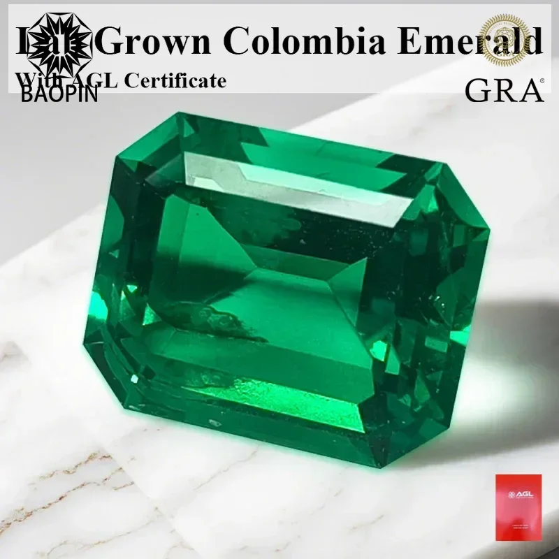 

Lab Grown Colombia Emerald Loose Stone Hand Emerald Cut Hydrothermal Gemstone for DIY Jewelry Making Selectable Certificate