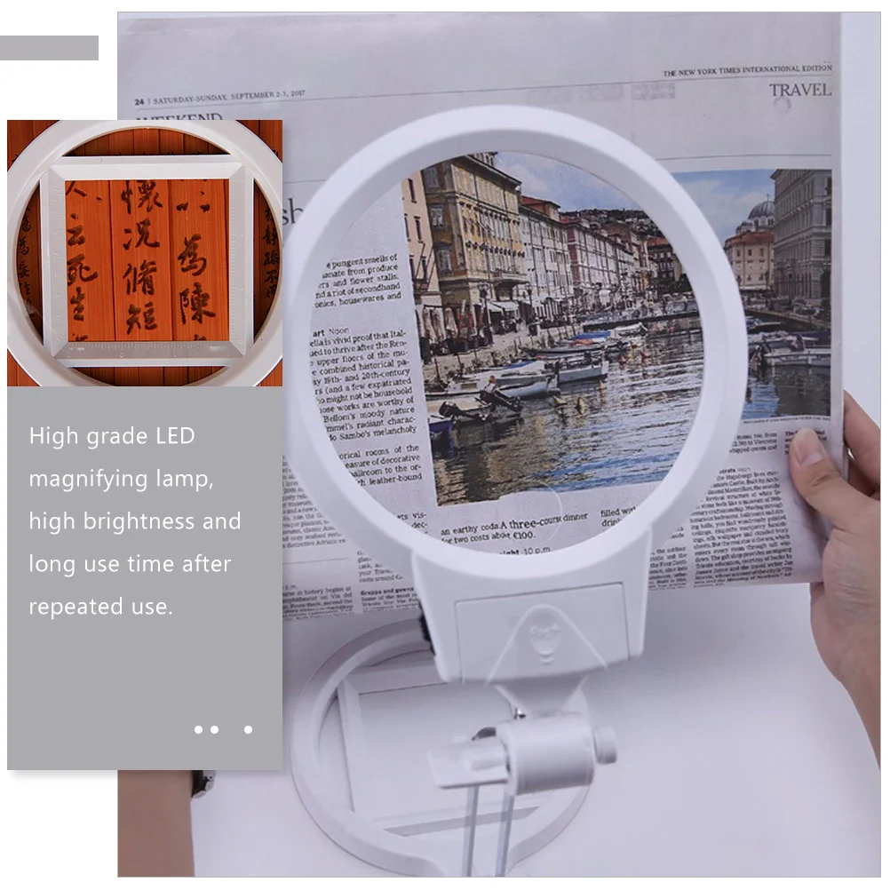 Craft Magnifying Glass with Light Glasses LED Magnifier Jewelry Holder Desk Cross Stitch Manicure Lamp