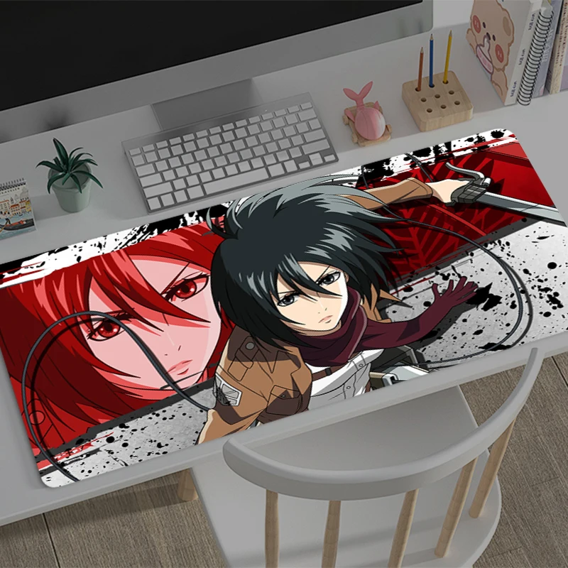 Mouse Pad Large A-attack on Titan Mikasa Computer Office Game Rubber Anti-slip Gaming Keyboard coaster Long Desk Pads Mousepad