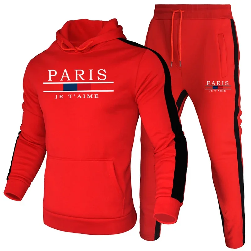 New autumn and winter warm and thickened men's sportswear set, outdoor fashion long-sleeved men's hoodie and pants 2-piece set