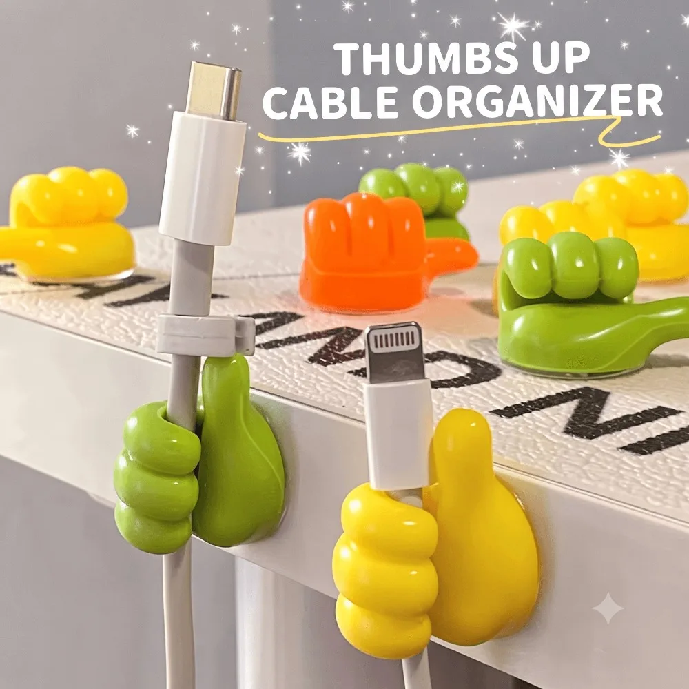 5Pcs/10Pcs Thumb-Shaped Cable Organizer, Adhesive Hooks, Desktop Cable Management, Lightweight Home Kitchen Storage Accessories