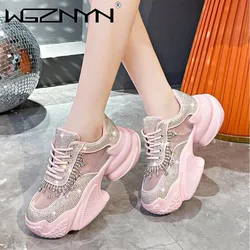 2024 modne damskie buty nowe Rhinestone damskie trampki diamentowe oddychające luksusowy projektant codzienne buty na platformie Zapatos Mujer