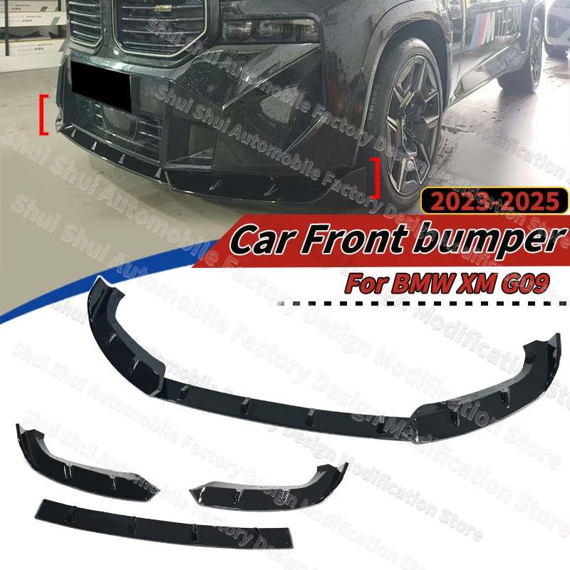 For BMW XM G09 2023 2024 2025 Front Bumper Lip Lower Shovel Guard Board Collision Bar Encirclement Black Knight Style kit Tuning