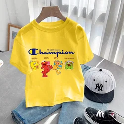 kids Summer Men's Cookie Monster multicolor T Shirt Short Sleeves Tshirts Fashion T-shirt Designer Sesame Street Tees Fit Appare