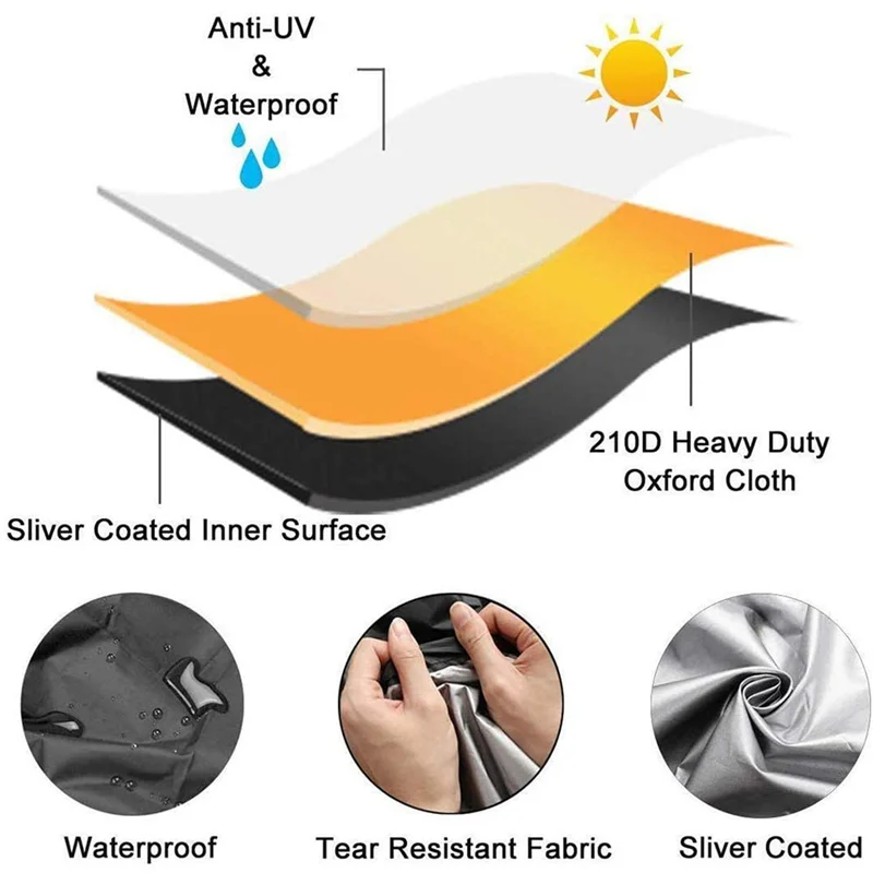 ABXF-4X Чехлы для обогревателей для патио Водонепроницаемый чехол для наружного обогревателя 210D Оксфорд Водонепроницаемый, ветрозащитный, защита около 50X50X120 см