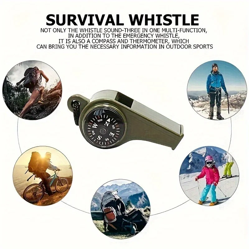 3 in 1 Multifunction Emergency Survival Whistle Compass Thermometer Referee Sporting Goods  Whistle Camping Hiking Whistle