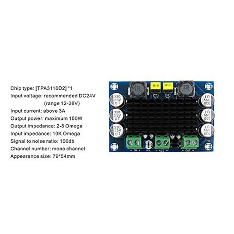 SQPP-12 قطعة XH-M542 100 واط مضخم الصوت مجلس تيار مستمر 12 فولت 26 فولت TPA3116D2 أحادية قناة الرقمية عالية الطاقة أمبير وحدة