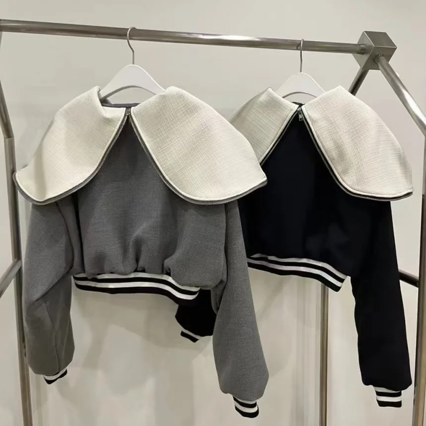 College Sle Baseball Jaet Women's Anti-Aging Versatile Thiened ort Zipper Hooded Cotton Jaet Large Collar