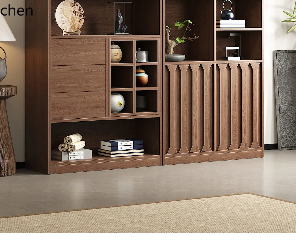 ZML retro Bo solid wood new Chinese display cabinet living room tea set tea cup storage rack