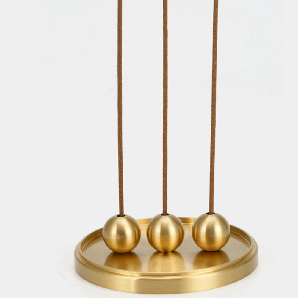 

Brass Sphere Incense Holder Set 7 5cm Tray Elegant Stick Burner Retro Ornament Home Office Yoga Zen Room Aesthetic