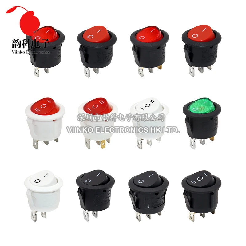  1PCS KCD1 Round Rocker Switch ON/OFF LED illuminated Car Dashboard Dash Boat Van 12V 24V / 6A 250V / 10A 125V 2/3/4PIN