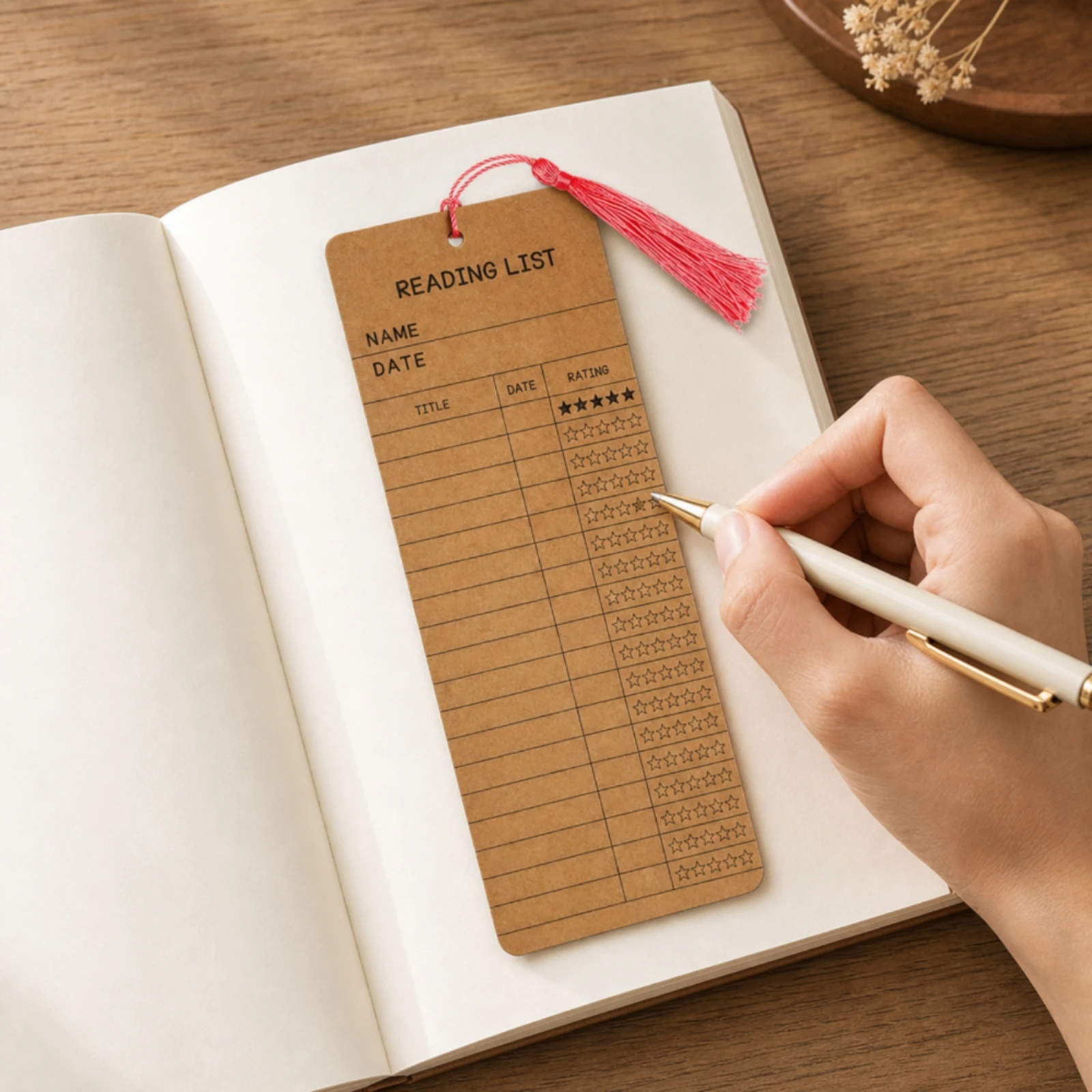 50 Pieces Book Rating Bookmark with Writing Lines Write-on Book Tracker Bookmarks Reading List Bookmarks with Tassels Gift Ready