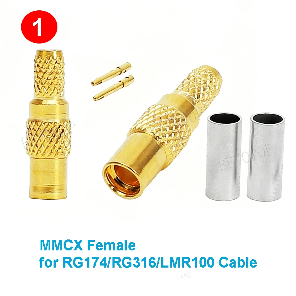 10PCS/Lot MMCX Male/Female Straight/Right Angle Crimp 50ohm MMCX Type RF Connector for RG174 RG178 RG316 LMR100 50-1.5 Cables