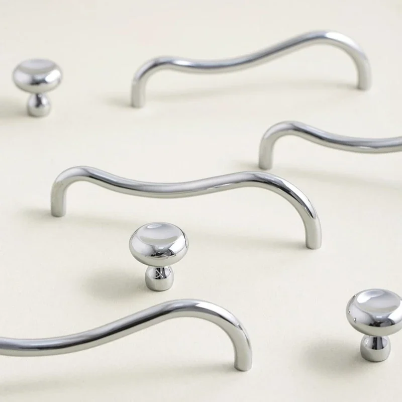 European Minimalist Brass Furniture Handle Cabinet Bar Pulls Bedroom Dresser Bedside Handle Bright Nickel Door Handle Pull
