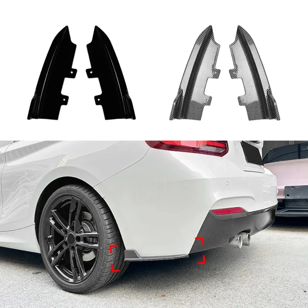 2Pcs Rear Side Bumper Spoiler Protector ABS Body Kits Tuning Gloss Black/Carbon Look For BMW 2 Series F22 F23 M Sport 2015-2019 view 3