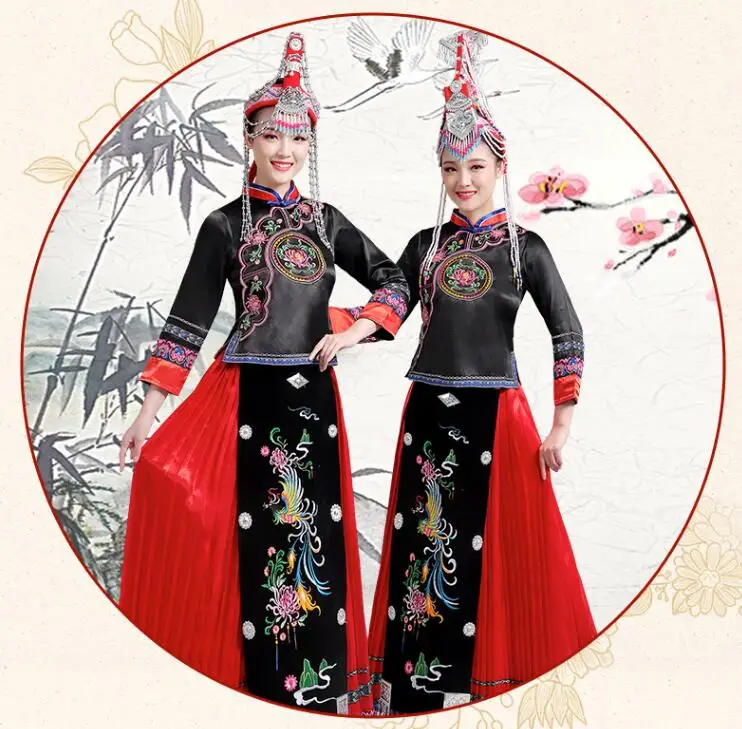 Chinese Ethnic Minority Wedding Dress Include Headdress Embroidery She Clothing Women