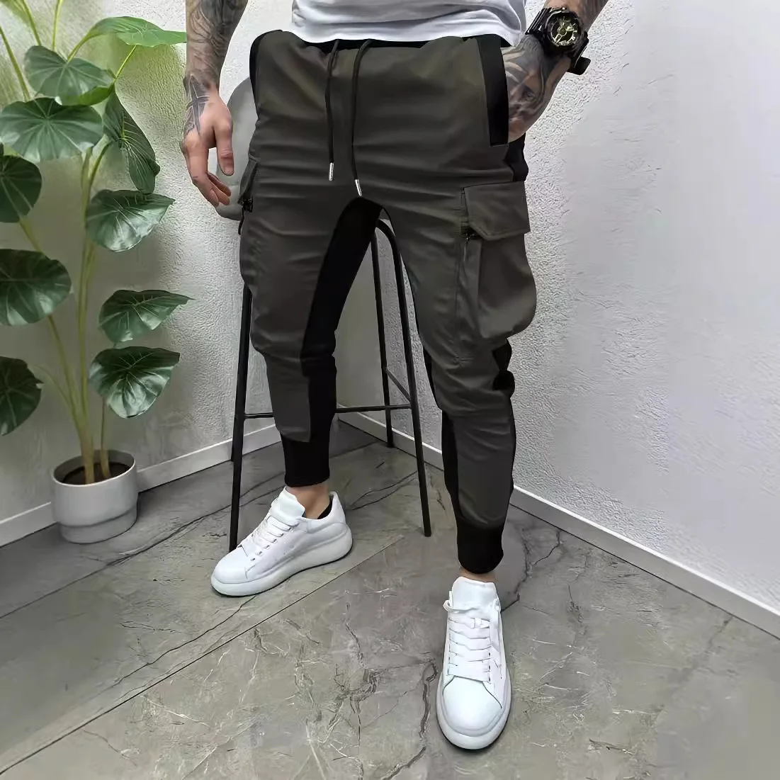 Men's new casual multi-pocket matching small foot overalls spring and autumn casual fashion outdoor trend pants