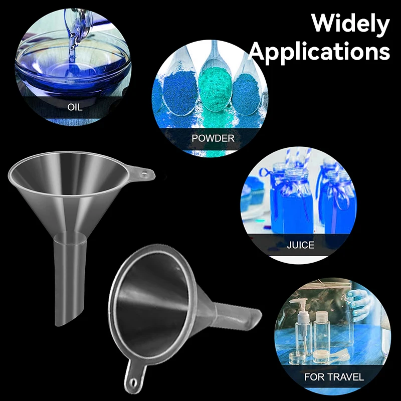 WESTTUNE 10 قطعة قمع بلاستيكي صغير قمع بلاستيكي شفاف قمع صغير لزجاجات المختبر زيت طبيعي الرمال الفن العطور التوابل