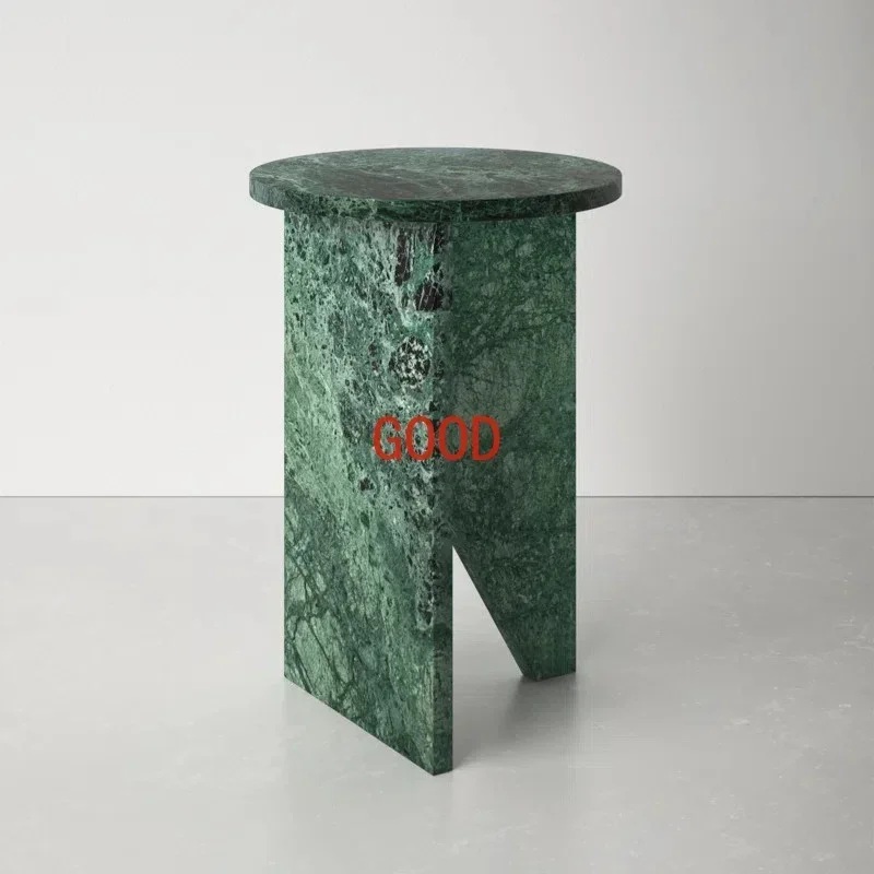 

Nordic Light Luxury Style Natural Marble Side Table Creative Simplicity Round Edge Table Home Art Coffee Table Size 40x40x55cm