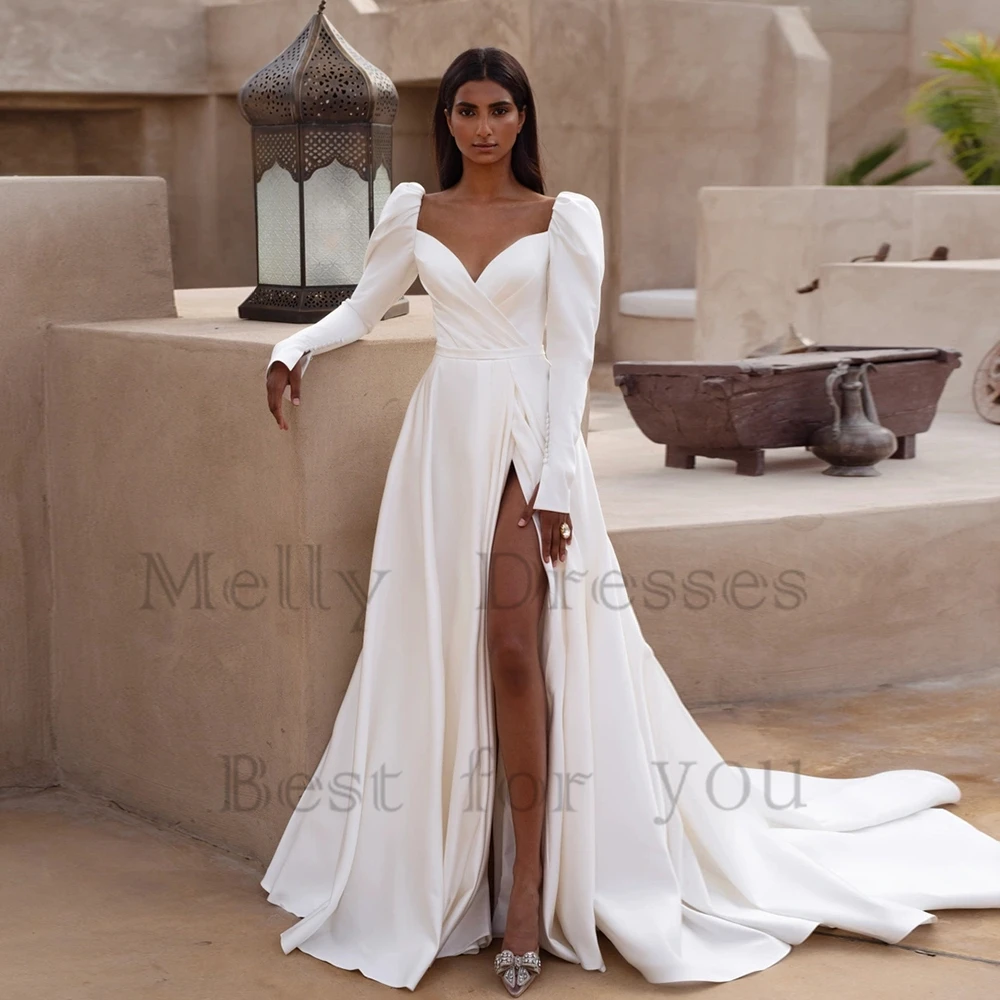 

Exquisite Ivory Wedding Dresses with Lace 2024 Summer New Full Sleeve Bridal Gowns for Women Court Train Vestido De Novia 2025