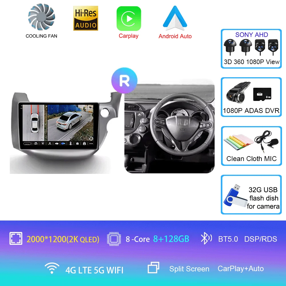 For Honda Jazz 2 GG 2008 - 2014 Fit 2 GE GP GE 2007 - 2014 GPS Car Radio Navigation Multimedia Video Player Stereo BT Android 16 image 3