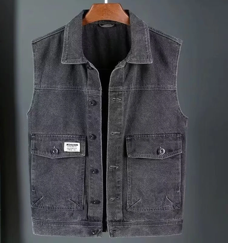 

Мужская джинсовая куртка Slim Fit: модный бренд, стильный жилет для работы, весна-осень, молодежная повседневная одежда из Гонконга