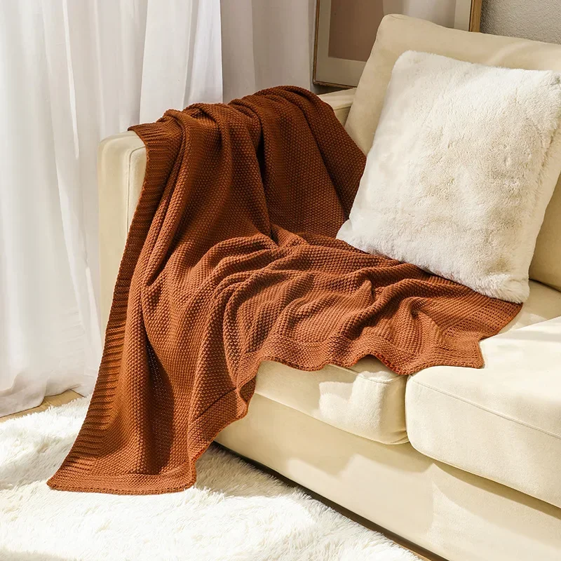 Thickened Knitted Wool Blanket For Beds Solid Color Sofa Cover Nap Throw Blanket Soft Shawl Cozy Warm Casual Bed Cover Big Size