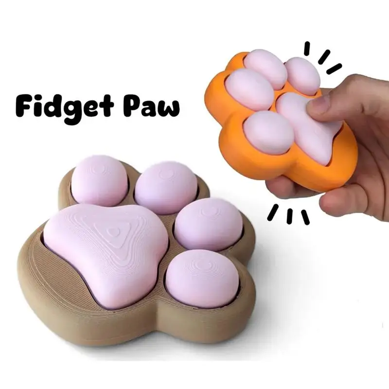 Clicker Fidget Toy Cat Paws Push Console Game 3D Printed Stress Relief Toy Interactive Fidget Sensory Toy For Kids Adults