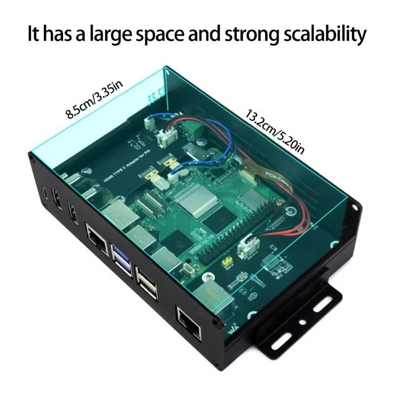 

Metal Case For RPi 5 Single Board Computer PCIe To Ethernet Adapter Double HX5E