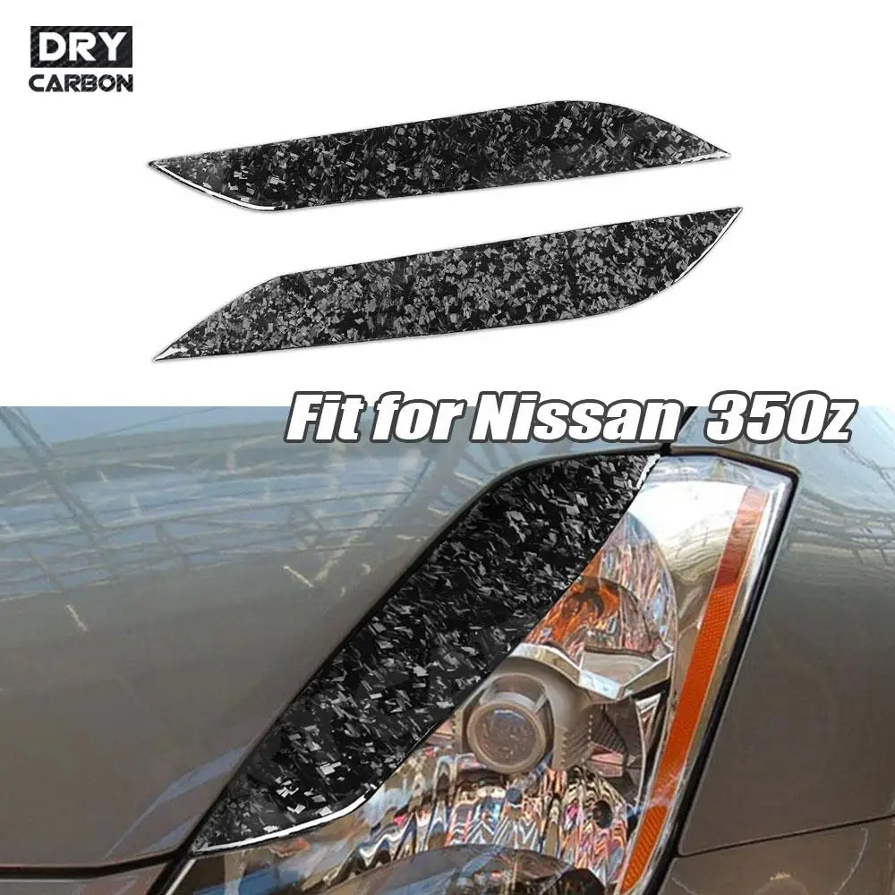 

Forged Carbon Fiber Front Foglamp Eyebrows Trims Front Eyelids Trims Stickers Cover for nissan 350z 2006-2009