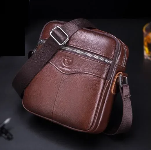 

New 100% Genuine Leather Men Shoulder bag husband causal Crossbody Bags Small Brand double Zipper Messenger Bags bolso hombre 가방