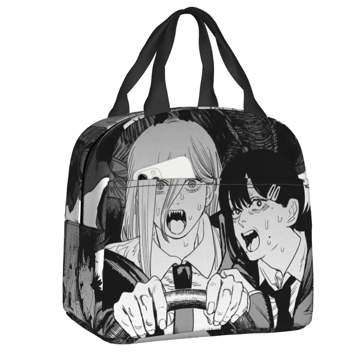 Custom Manga Chainsaw Man Lunch Bag Thermal Cooler Insulated Lunch Box for Women Children School Work Picnic Food Tote Container