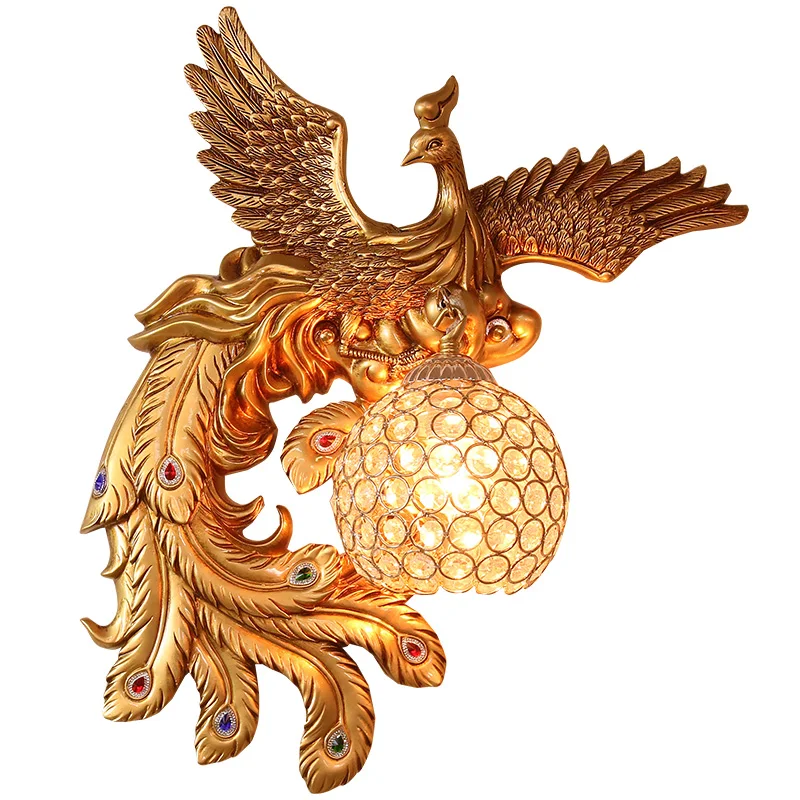 

European retro peacock decorative wall lamp creative living room background wall staircase entrance bedroom bedside wall lamp