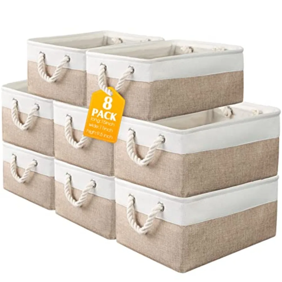 

8 Pack Collapsible Storage Bs Fabric Storage Bs Polyester Fabric Baskets with Handles Len Closet Organizer for Shelf Home Close