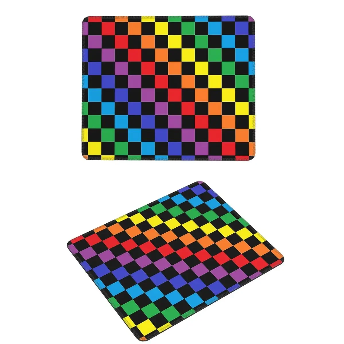 Checkered Rainbow Black Mouse Pad Computer Keyboard Mouse Mat Gamer PC Desk Mat Office Table Mats